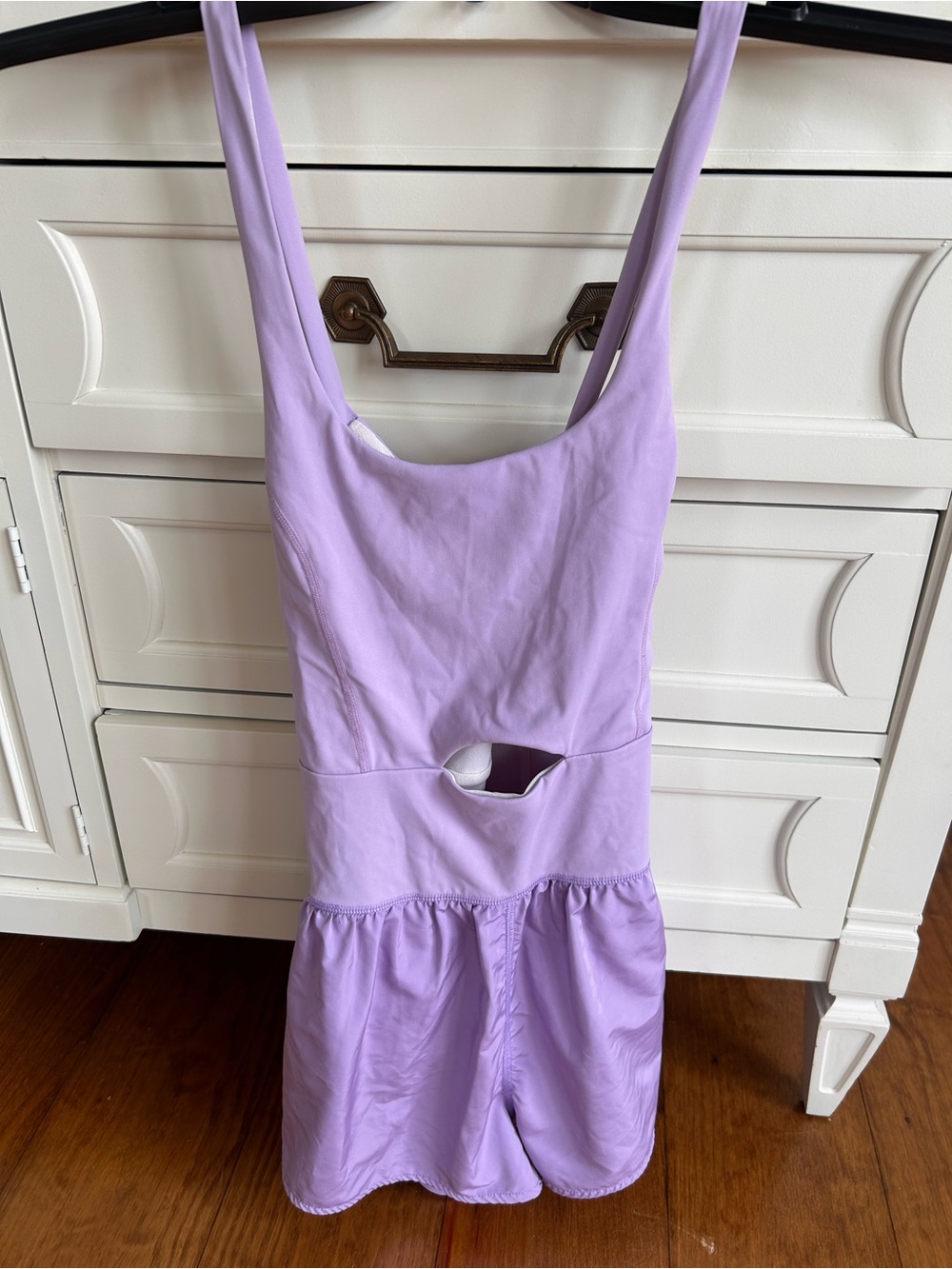 Lilac Women’s Medium athletic romper TCEC with Front Waist Cutout